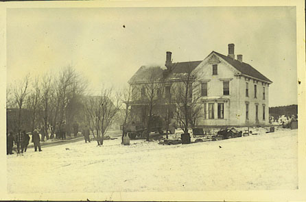 White Farmhouse with snow on ground - Dundonald Inn 1951
