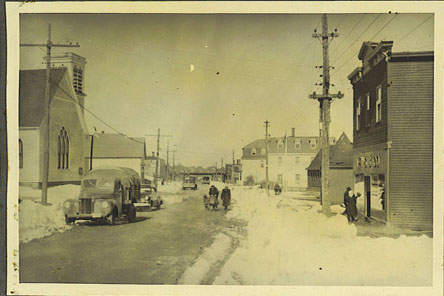 Winter street scene Louisbourg Nova Scotia circa1950