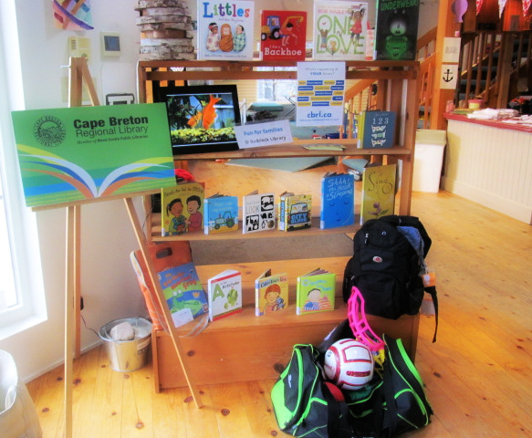 Library books and Be Fit Kit on display