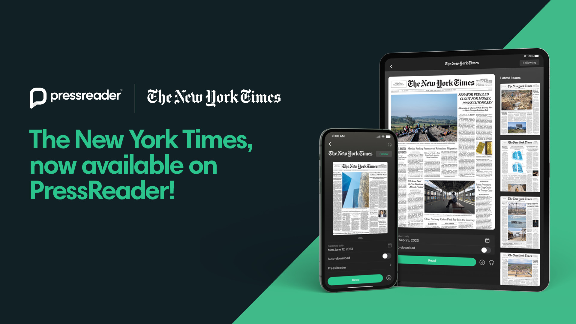 The New York Times is now available on Pressreader.
