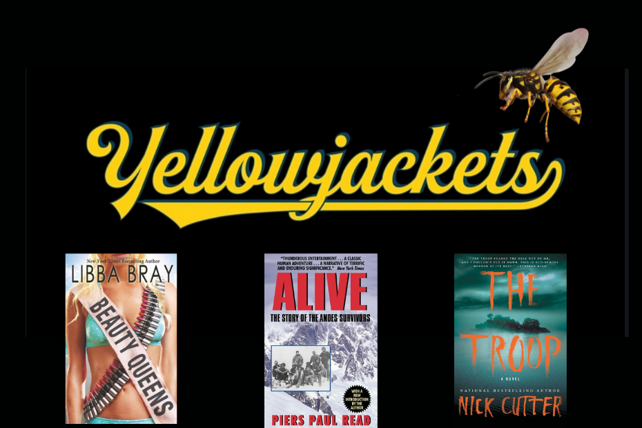 Yellowjackets tv series logo, with book covers of readalikes