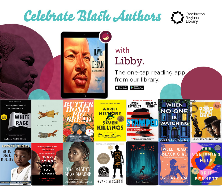 Celebrate Black authors with Libby promo for Libby app with related book covers.
