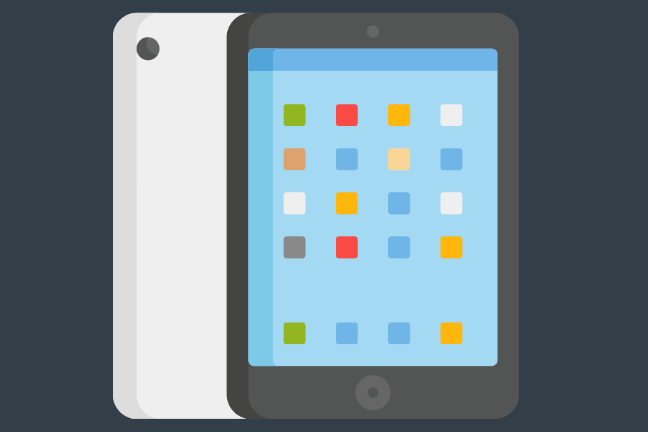 simplified graphic of ipad showing home screen