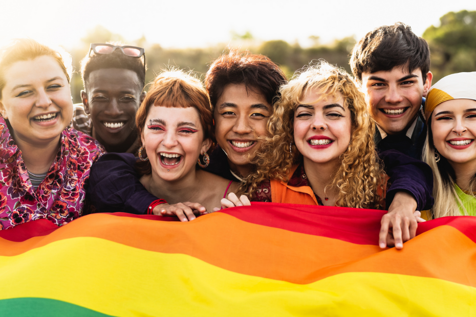 diverse friends celebrate pride month