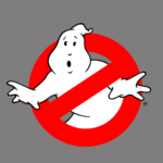 The Ghostbusters logo against a grey background.