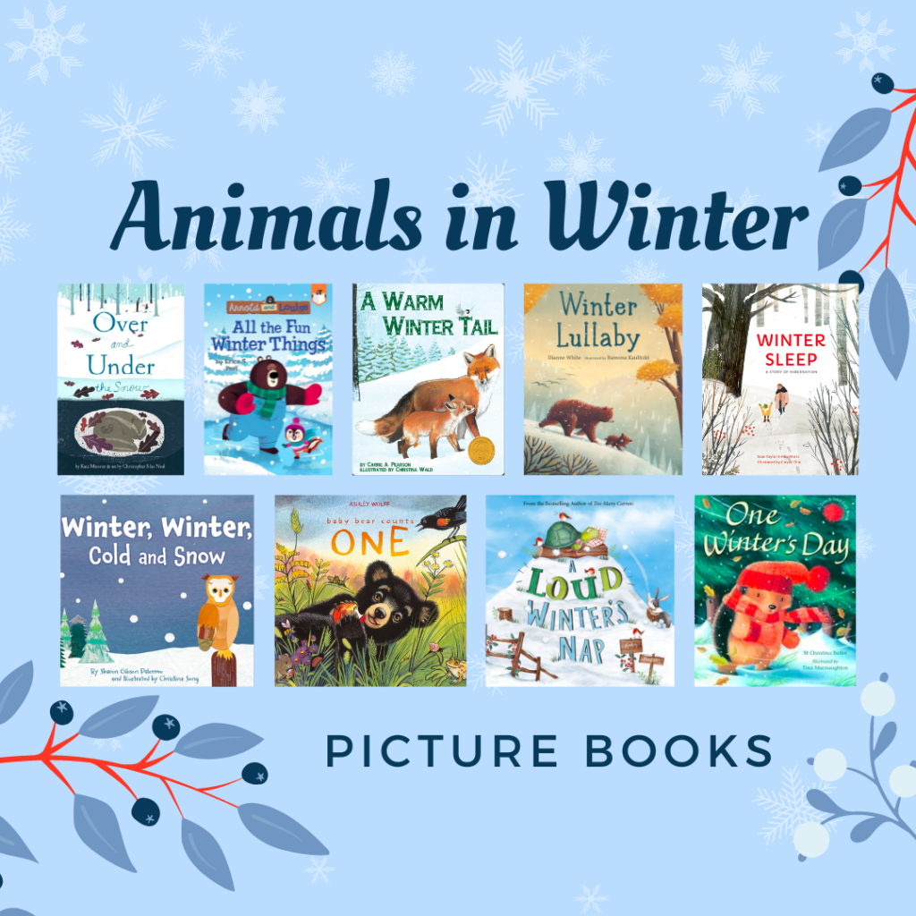 Book covers of picture books featuring animals in winter
