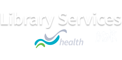 Library Services, Nova Scotia Health logo and IWK Health Logo