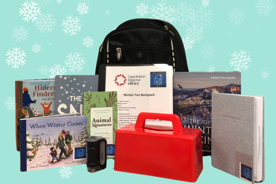 Winter Fun Nature Backpack with snow brick maker, mini microscope, field guides and picture books.