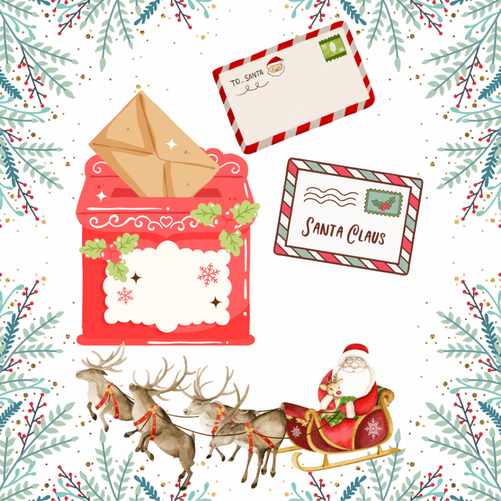 Mailbox with letters addressed to santa